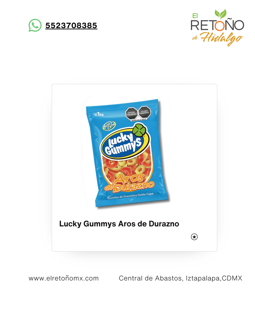 ARO DURAZNO LUCKY GUMMYS 1 Kg