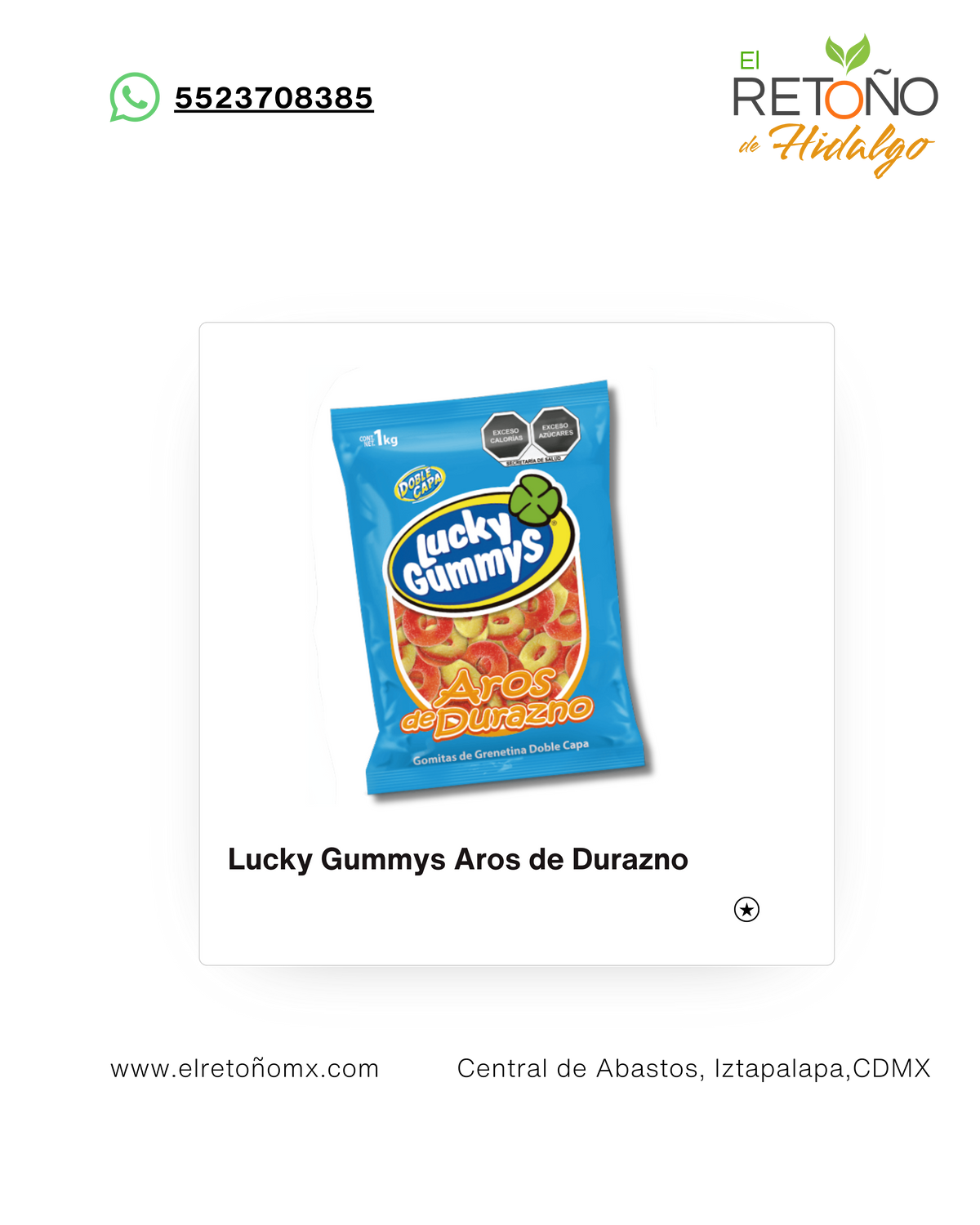 ARO DURAZNO LUCKY GUMMYS 1 Kg