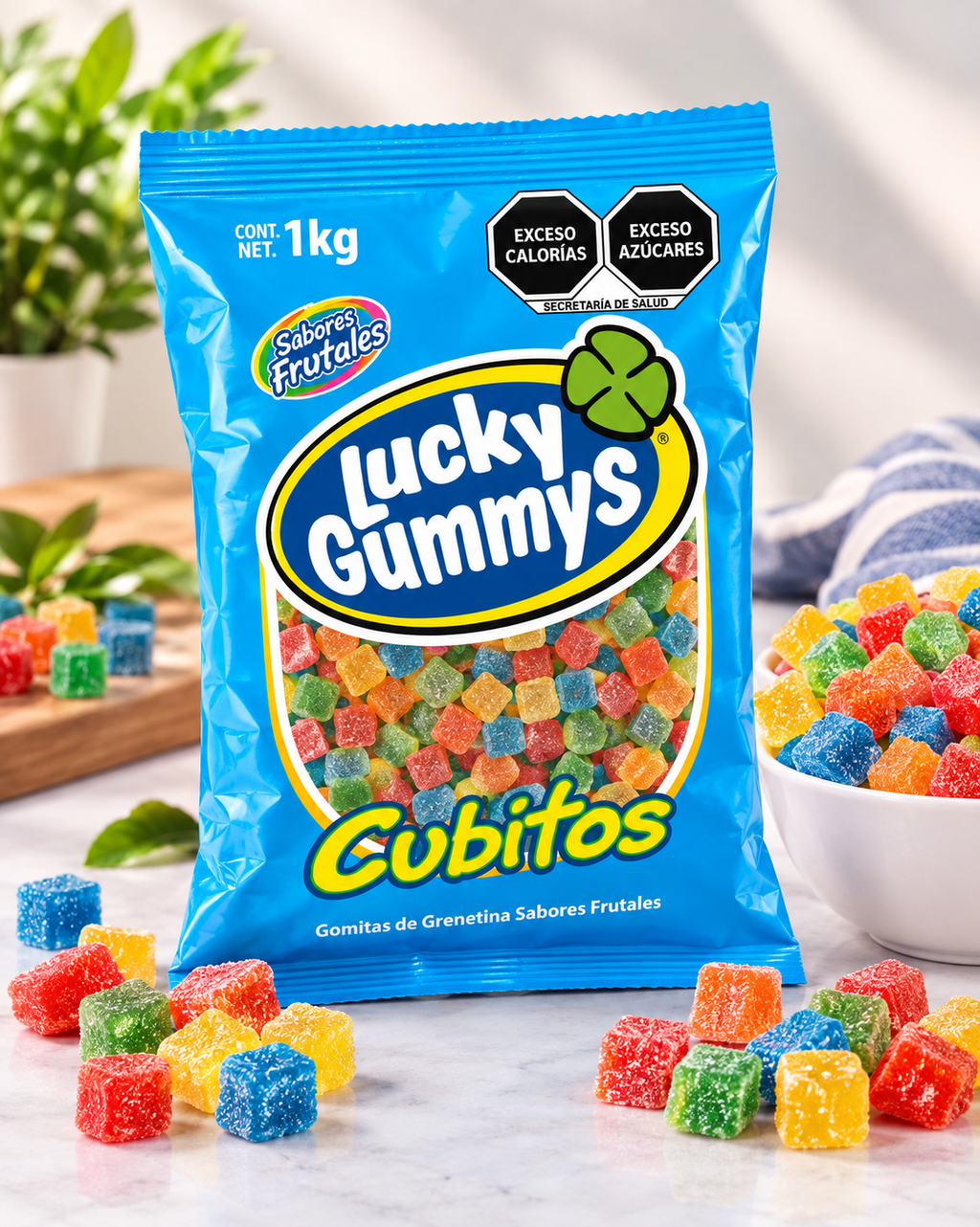 CUBITOS NEON LUCKY GUMMYS 1 Kg. CUANDA